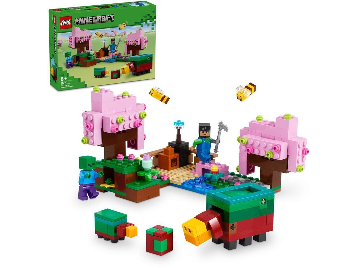 LEGO Minecraft: O Jardim das Cerejeiras – Brinquedo com sniffer, zombie e abelhas (304 peças)