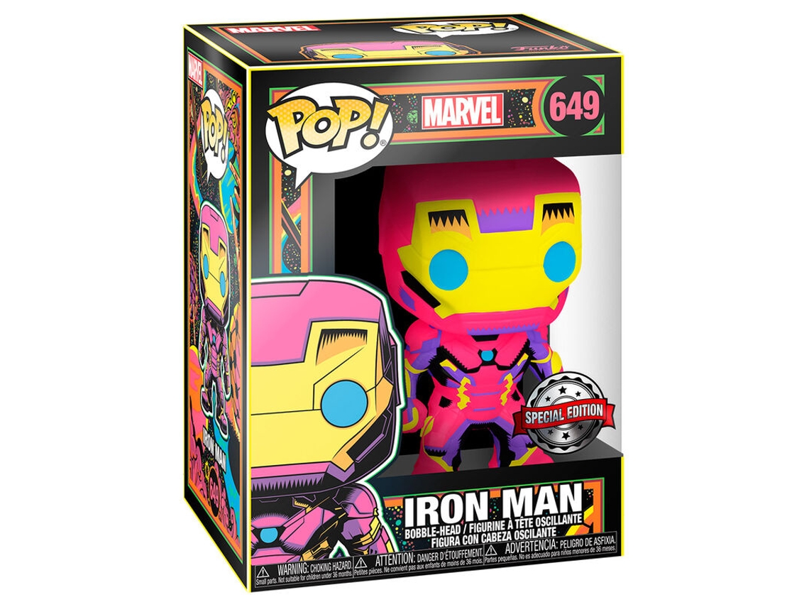 Figura Pop B.active exclusiva de Marvel Iron Man Black Light