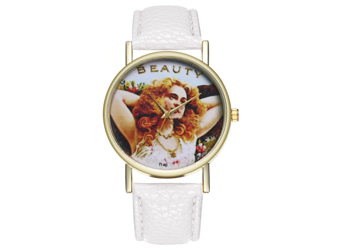 Reloj Unisex Para Parejas Con Correa De Piel Sintética Y Esfera Redonda De Aleación - Blanco