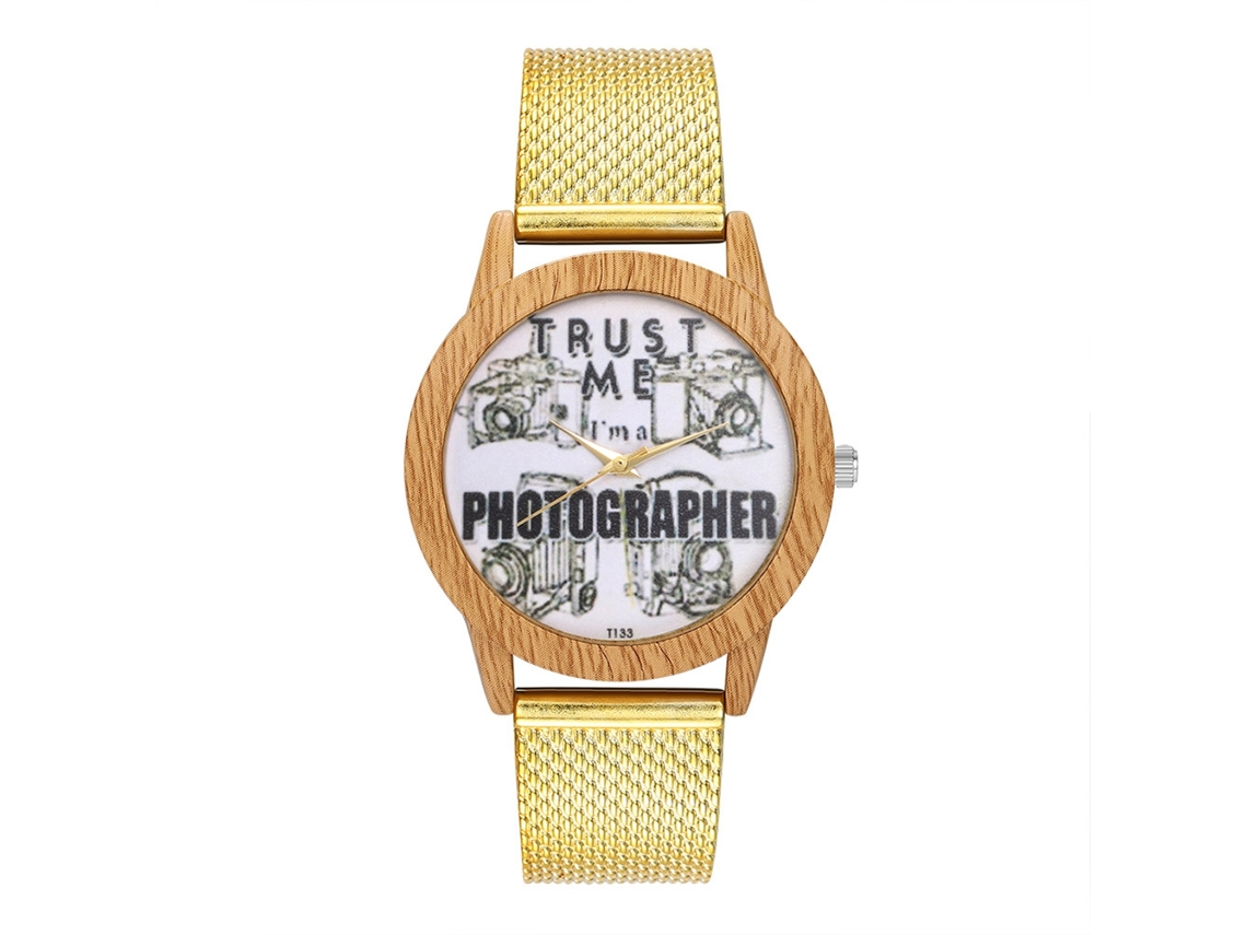 Reloj De Cuarzo Unisex Con Correa De Silicona, Dial Con Letras, Casual (oro)