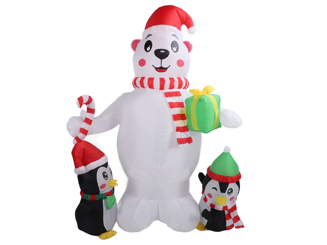 Pingüino inflable navideño con luces de colores, 1,8 m