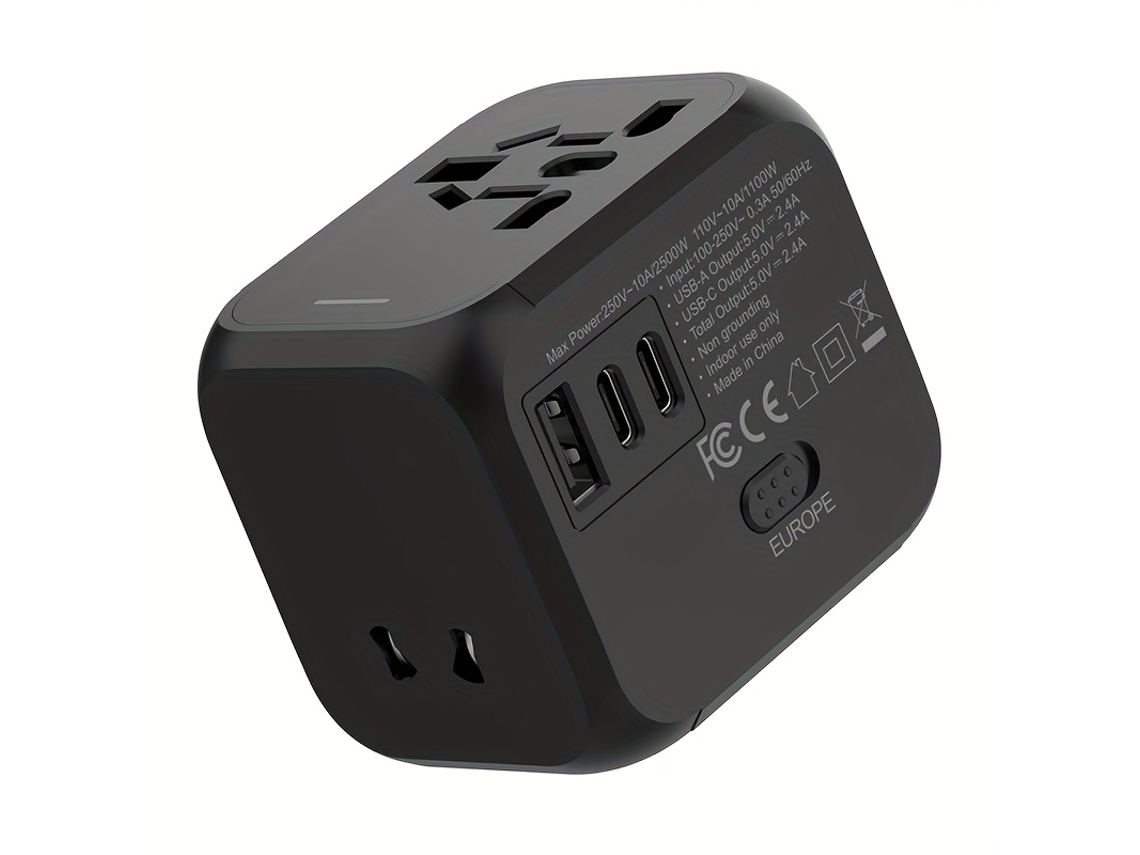 Conversor De Tomada De Energia Global De 2500 W Com Porta Usb/tipo C Preto GERTIZ
