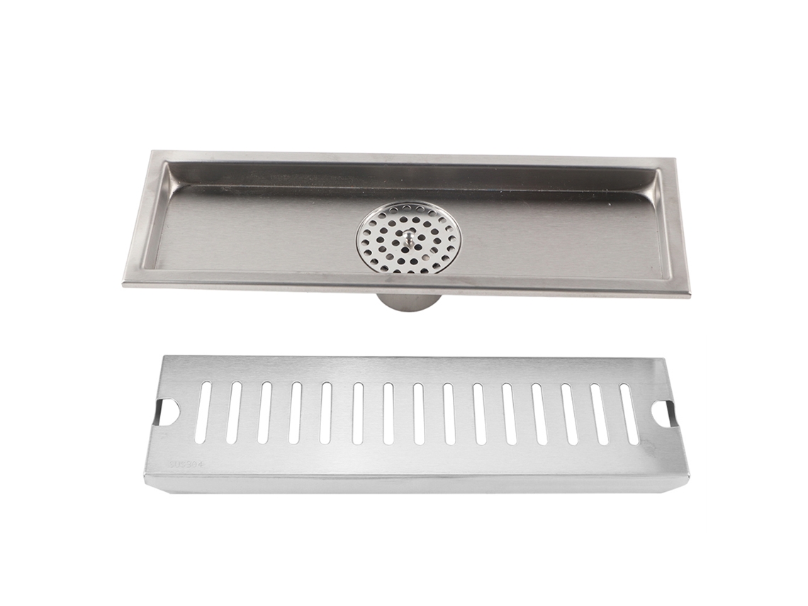 Desagüe de baño rectangular de acero inoxidable, alto caudal