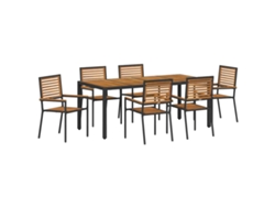 Maison Exclusive - Conjunto De Comedor De Jardín 7 Pcs Negro Y Marrón