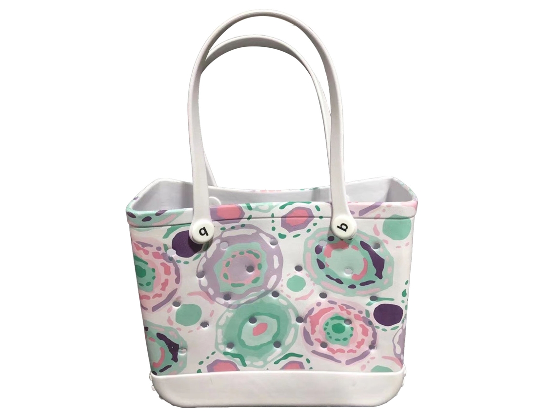 Bolsa Pequeña Blanca De Eva Con Diseño Perforado Para La Playa, Las Compras Y Los Deportes Al Aire Libre.