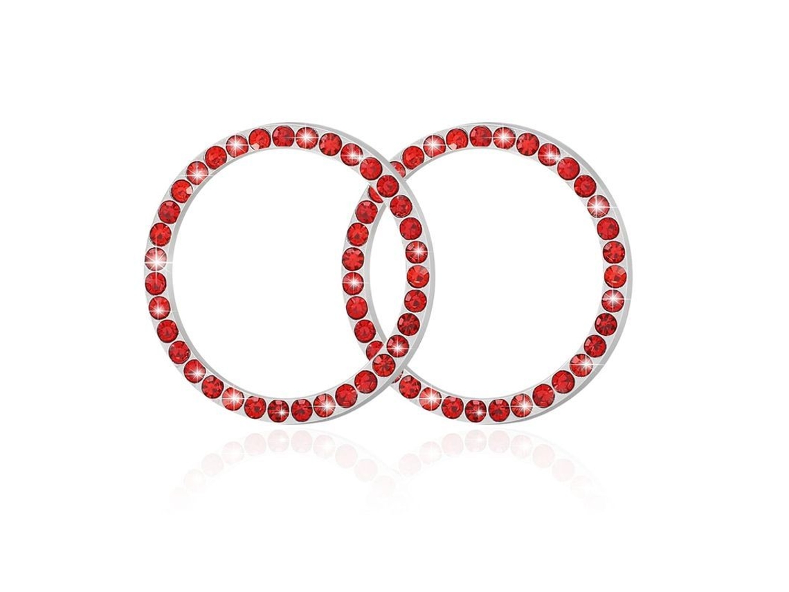 2026altiro-accesorios Para Arranque Y Parada Del Motor Del Coche, Decoración Interior, Rojo, 2 Pegatinas De Diamantes De Imitación