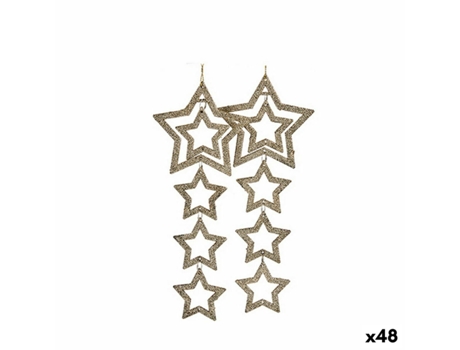 Set Adornos de Navidad Estrellas Champagne 19x0,2x23 cm (48 Unidades)