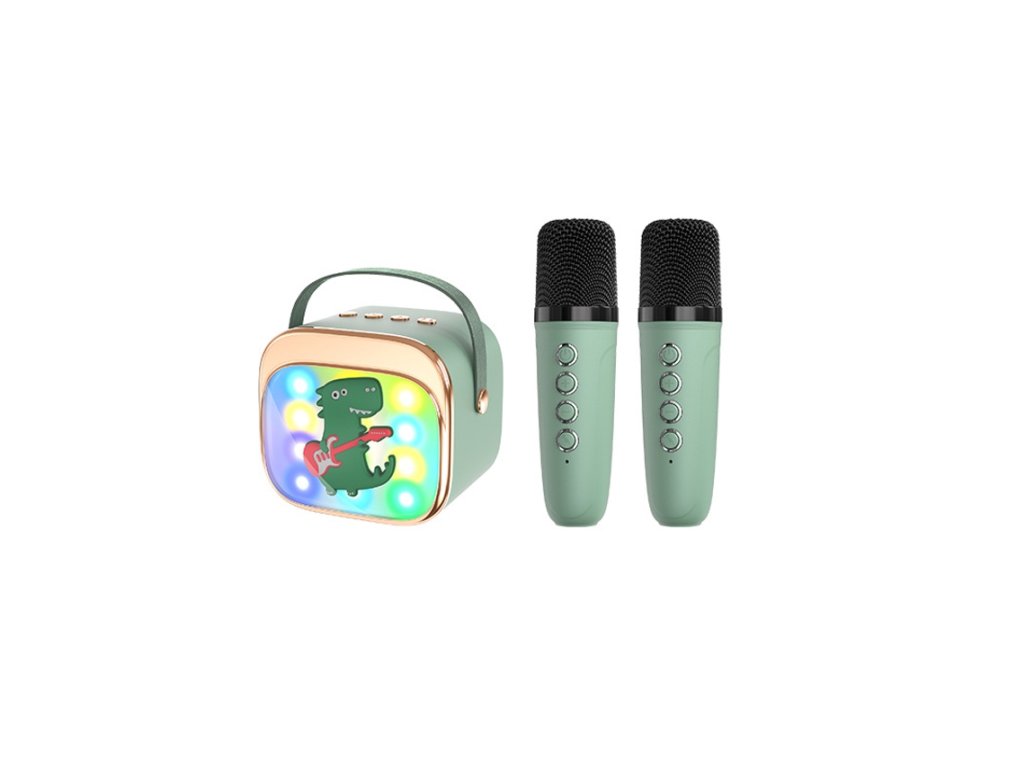 Máquina De Karaoke Infantil / Con 2 Micrófonos Inalámbricos/altavoz Bluetooth (verde) Czhhmart