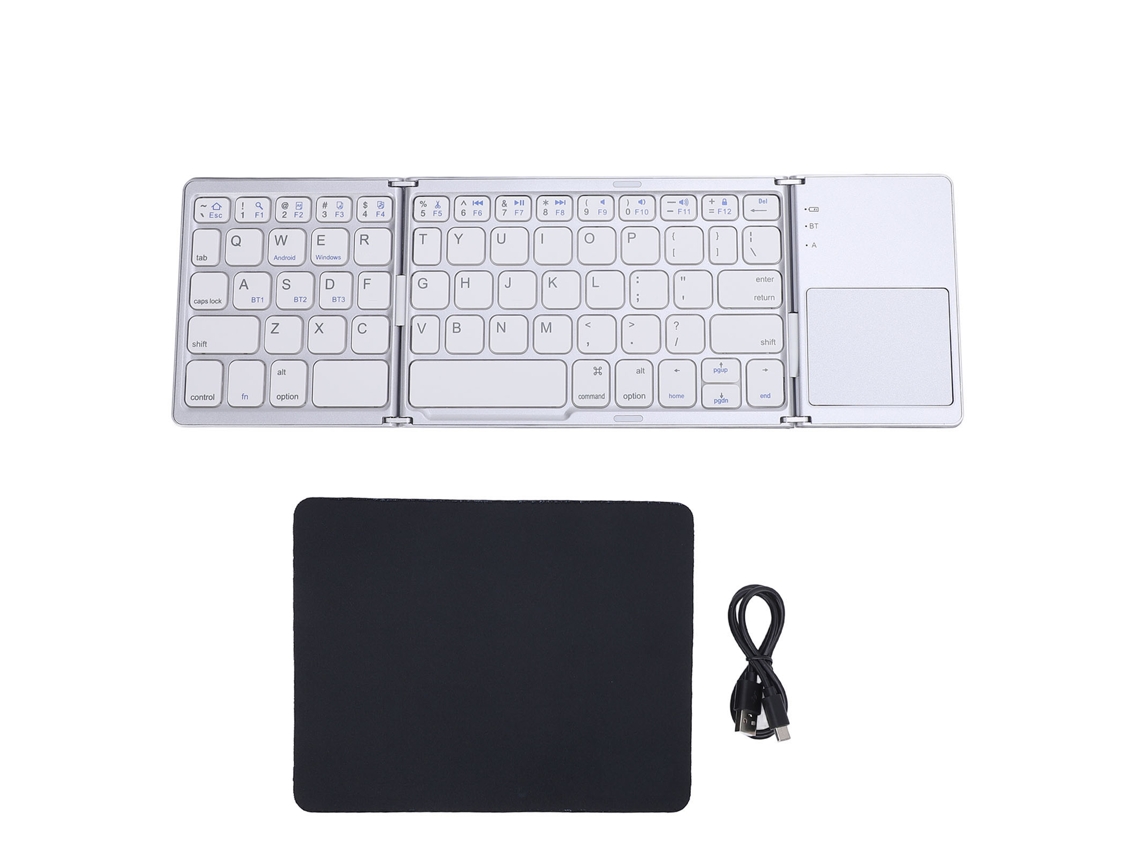Baoj-2026novoteclado Sem Fio Bluetooth Plegável Prata+branco