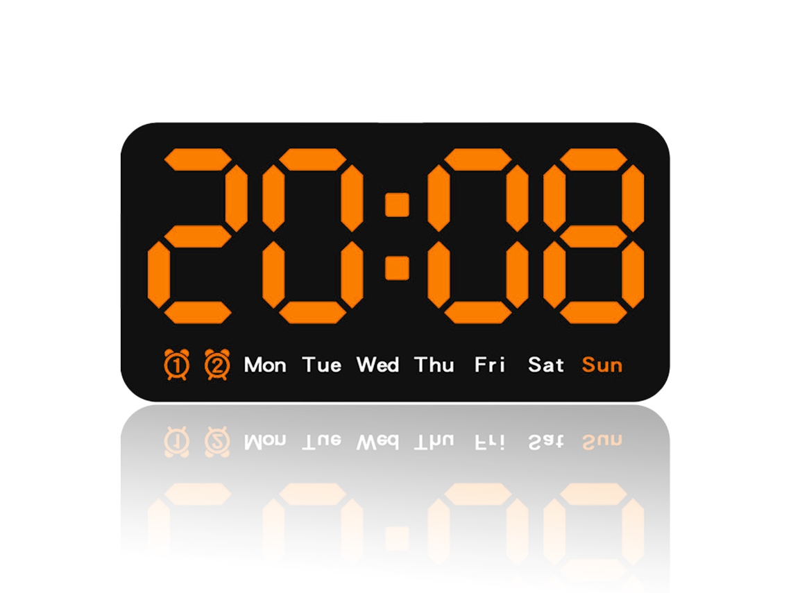 Reloj de pared digital grande, LED de dígitos grandes, alarma dual NEVEANCE