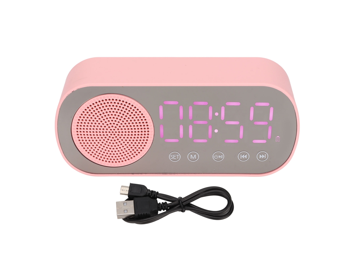 Reloj Despertador Bluetooth, Altavoz Hifi, Pantalla Led Con Espejo, Radio Fm, Portátil, Carga Micro Usb.