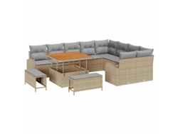 Maison Exclusive - Conjunto de sofás de jardín de 12 piezas en beige y gris claro