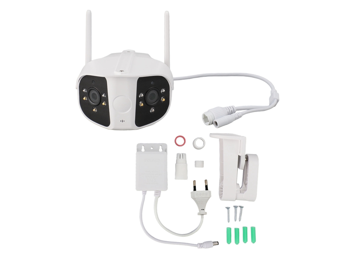 Cámara De Seguridad Wifi 4mp 180° Lente Dual Visión Nocturna 10x Zoom Impermeable Ip66 Enchufe Eu