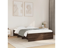 Estructura De Cama Sin Colchón Madera Marrón Roble 120x190 Cm