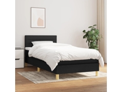 Cama Box Spring Con Colchón Tela Negro 80x200 Cm