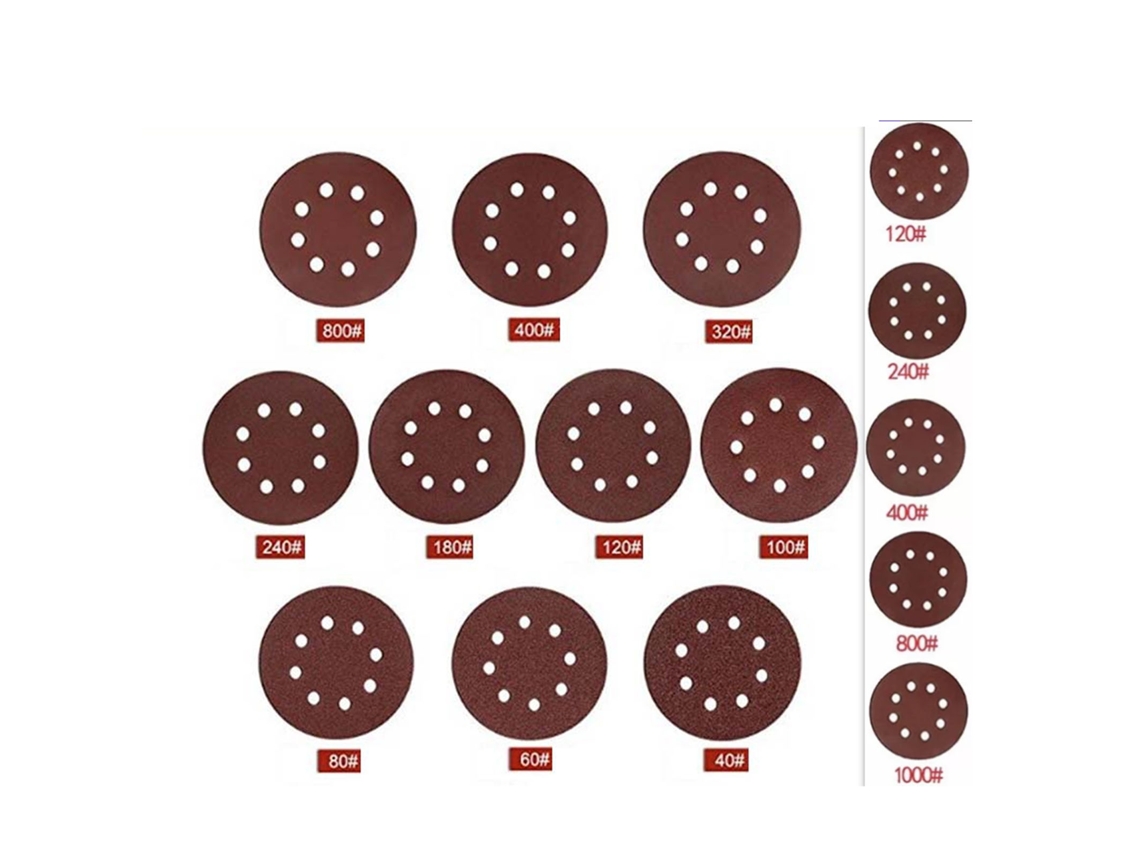 75 Discos De Lijado De 5 Pulgadas, 8 Agujeros, 1 Mm De Espesor, Grano 120-1000 Para Eliminar Óxido, Pintura Y Puentes.