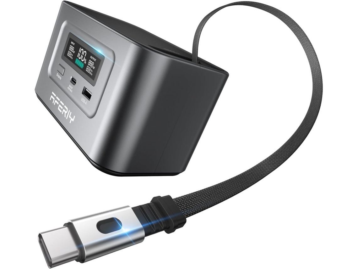 Estación de Energía Portátil 99.2Wh 31000mAh LiFePO4, Generador Solar 100W 145W Máximo USB/Type C, Cable extensión integrado