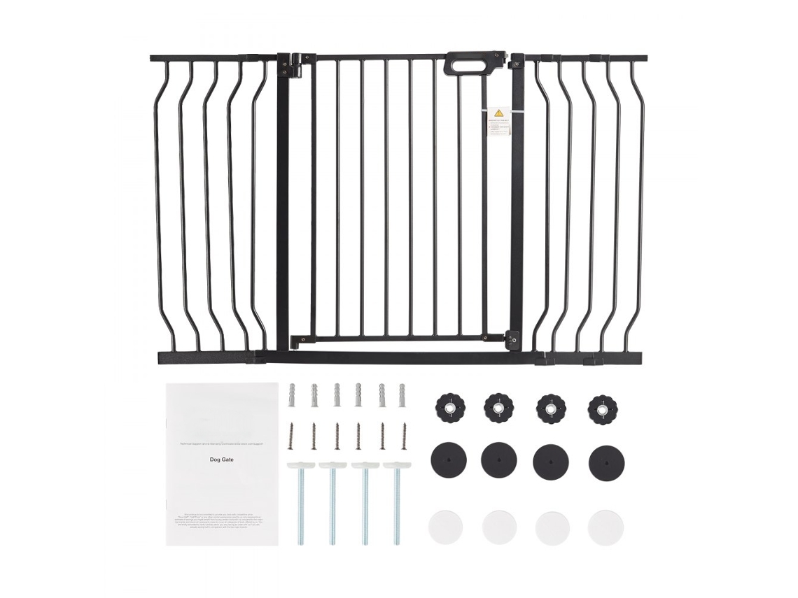 Puerta de seguridad ajustable para niños y animales, 749 x 1346 mm, altura 762 mm, color negro, sin taladrar Tekmaquinas