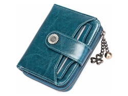 Cartera Corta De Cuero Para Mujer Con Bloqueo Rfid - Monedero Pequeño Con Cremallera Para Mujer