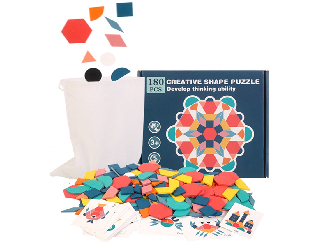 Dan26-180 Piezas Puzzle Juegos De Geometría De Madera Rompecabezas Juguetes Educativos Clásicos Para Niños