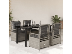 Conjunto de 5 Piezas de Comedor para Jardín con Cojines Gris Claro DKD Home Decor