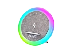 Reloj despertador portátil con altavoz Bluetooth, luz LED, 15 W, carga inalámbrica, ruido blanco, ayuda para dormir y reproductor de música.