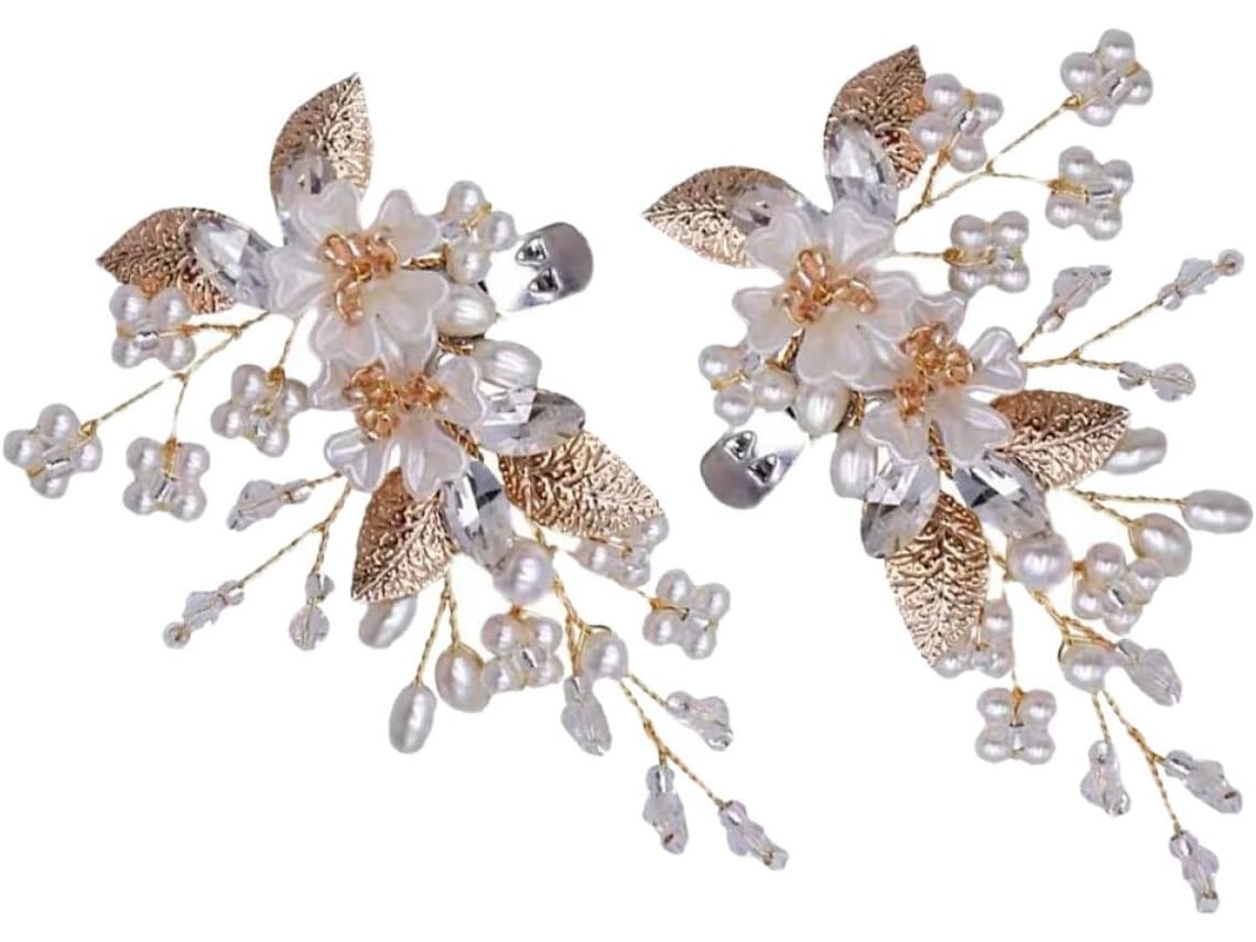 Elegantes Hebillas De Perlas Para Zapatos De Novia, Con Clips Desmontables De Aleación De Zinc.