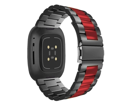 Correa Acero Inoxidável Adaptable Negro y Rojo para Fitbit by Google Versa 2