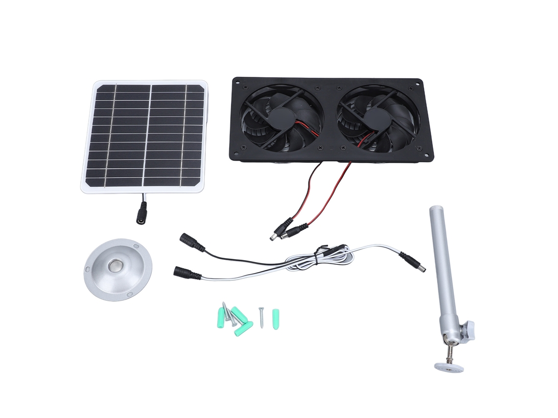 Kit de ventilador de extracción solar doble de 20 W para gallineros, invernaderos, granjas y casetas de mascotas - Resistente al agua