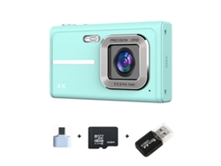 Câmera digital 4K HD com zoom de 16x e foco automático, câmera CCD de pano de 2,4 polegadas, 32g, azul 