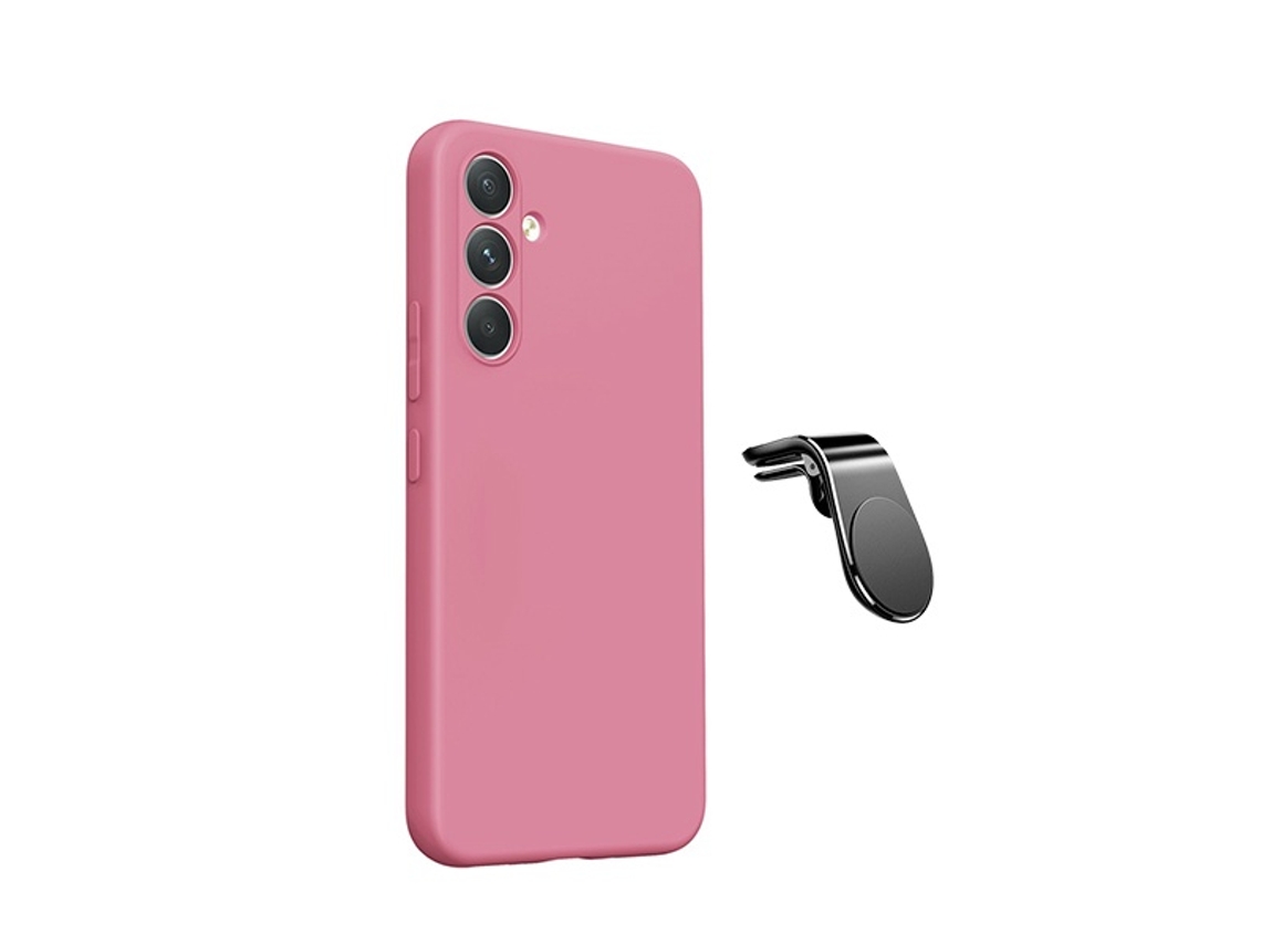 Kit Soporte Coche Magnético L Funda Protección Trasera Silicona Gift4me Para Samsung Galaxy A27 5g - Rosa