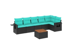 Maison Exclusive - Conjunto De Sofá De Jardín De 7 Piezas Con Cojines, De Poliratán Negro