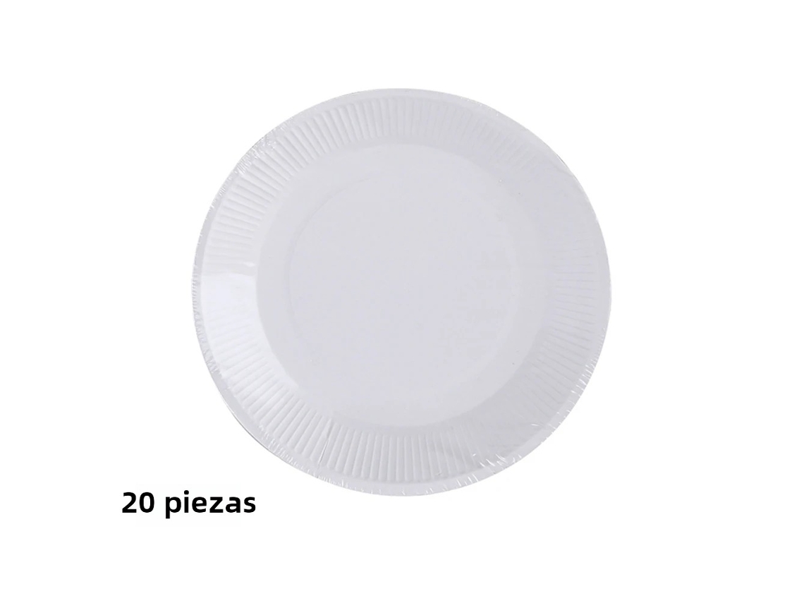 Juego de vasos y cubiertos desechables blancos, estilo minimalista nórdico. Mdug (20 cm, 20 piezas)