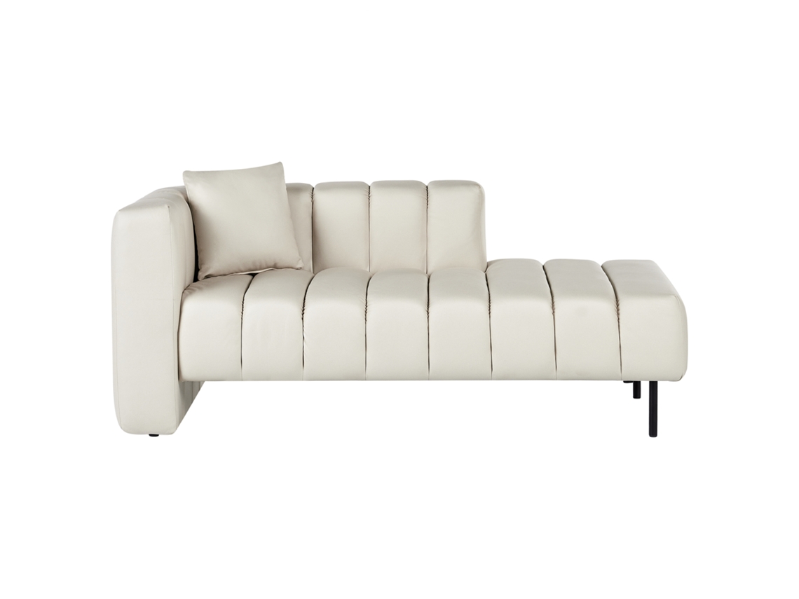 Chaise longue de terciopelo beige izquierdo BELIANI Lannils