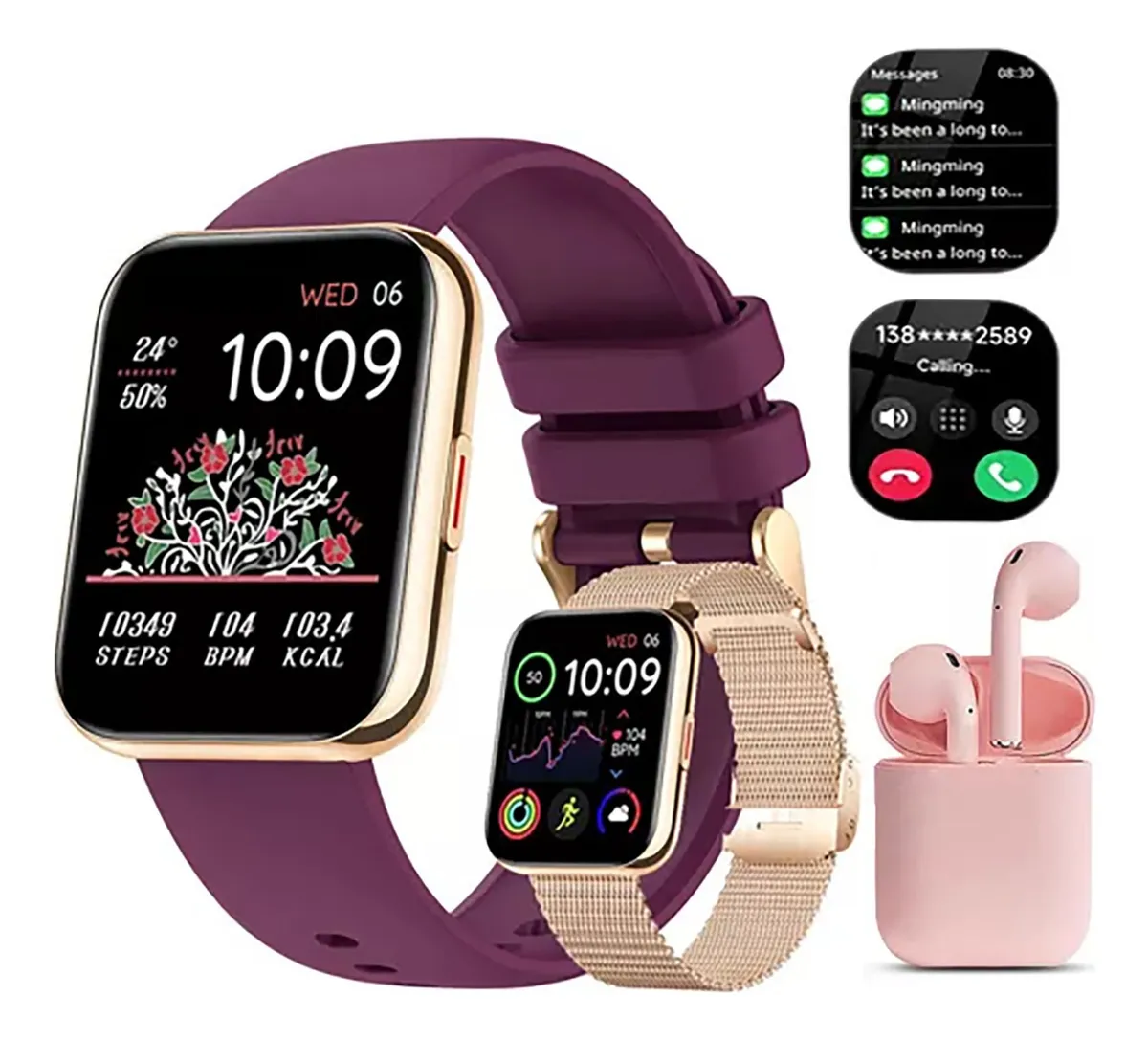 Reloj inteligente deportivo para mujer, resistente al agua IP67, compatible con Xiaomi y iPhone.