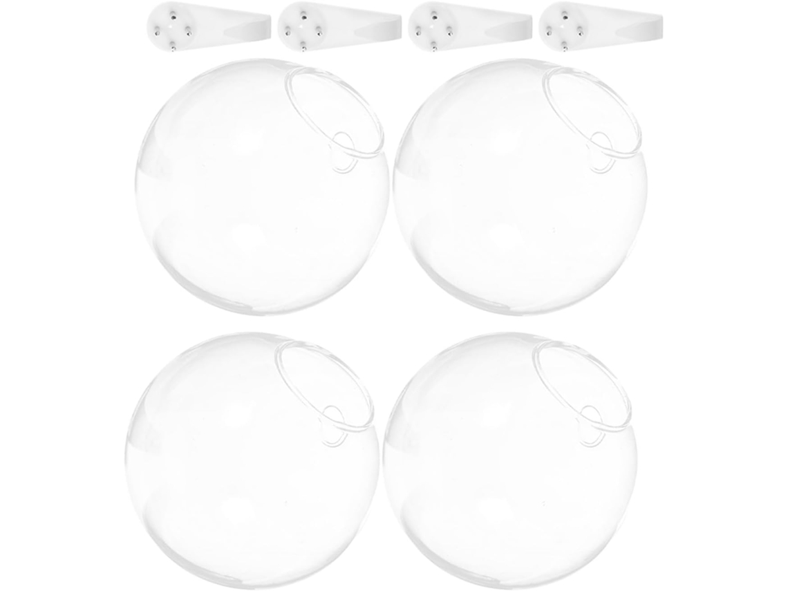 Juego De 4 Jarrones De Pared, De Vidrio Transparente, Semicirculares, Para Plantas Colgantes Hidropónicas.