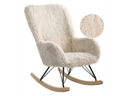 Poltrona De Baloiço Beliani Akra De Pelo Sintético Creme 66x98x104