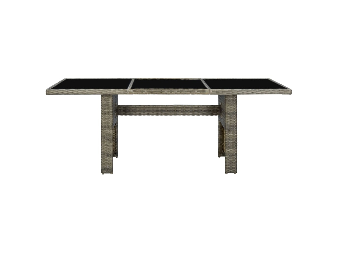 Mesa De Jardín | Mesa De Exterior De Ratán Sintético Marrón Y Vidrio Templado