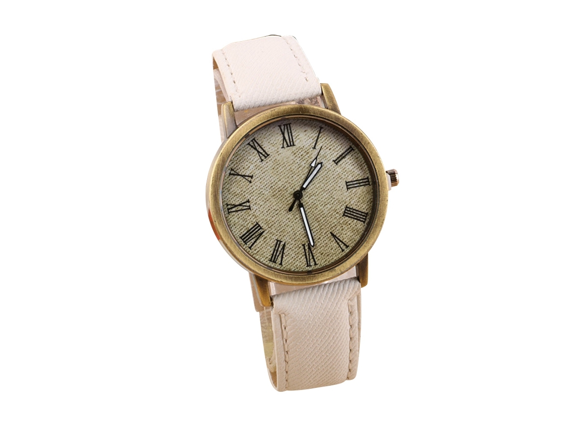 Reloj De Cuero Pu De Moda Para Parejas Estudiantes Con Cuarzo (blanco)
