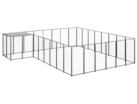 vidaXL Perrera negra 15,73 m² acero