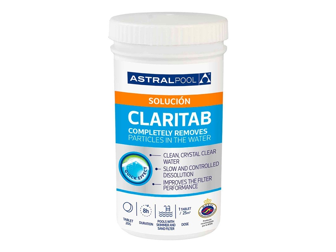 ASTRALPOOL CLARITAB - 2 botes - doble acción: “coagulante” y “floculante”, para un tratamiento de choque que devuelve la claridad y transparencia del agua.