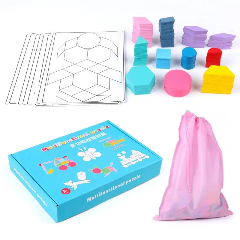 Juego De Rompecabezas Tangram De Madera, Colorido Y Creativo, Ideal Para Bebés Como Juguete Educativo Montessori En 3d.