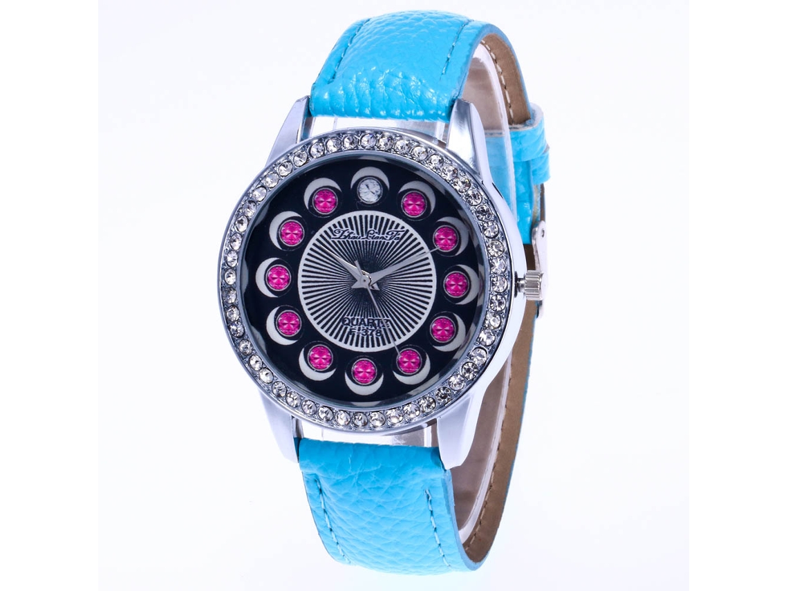 Elegante Reloj De Pulsera De Cuarzo Para Mujer, Correa Informal, Regalo De Moda, Azul Claro.