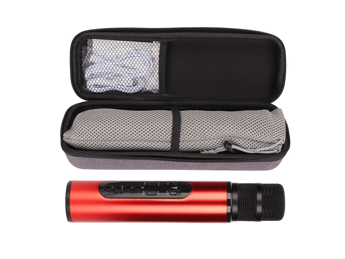 Micrófono Inalámbrico Bluetooth Para Karaoke, Portátil, De Mano, Con Diseño Ergonómico Para Fiestas, Coche, Hogar Y Uso Al Aire Libre, Color Rojo.