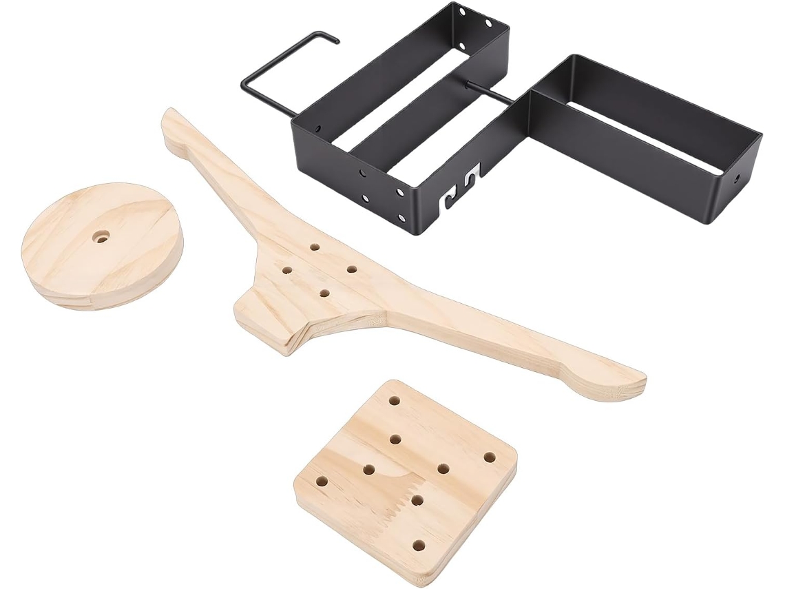 Soporte Para Casco De Motocicleta, De Montaje En Pared, Fabricado En Madera Y Acero Al Carbono, Soporte Para Casco Que Ahorra Espacio Con Colgador.