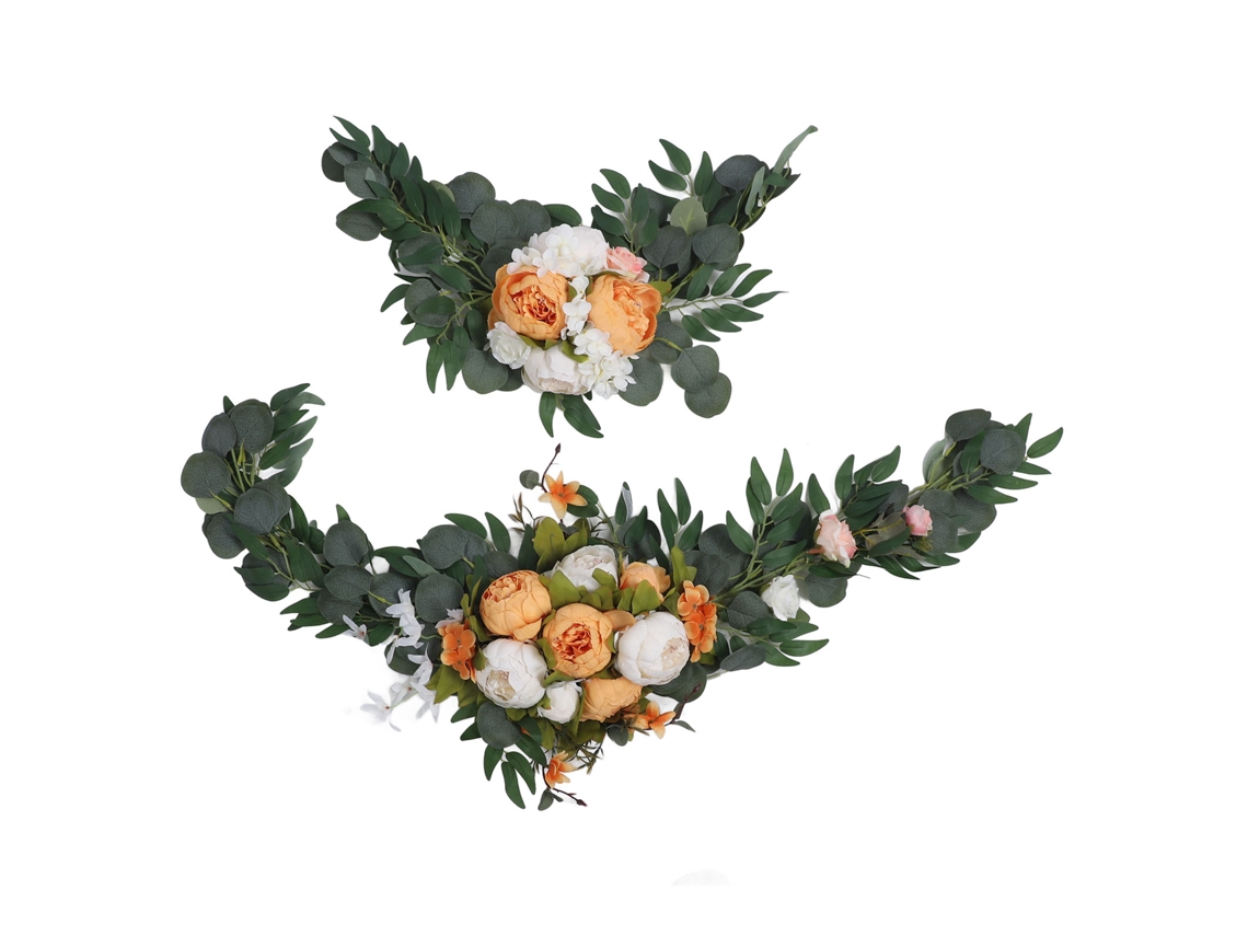 2 piezas de flores artificiales para arco de boda, colores resistentes, exquisitas, románticas, decoración floral, arco de boda naranja