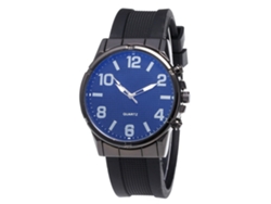 Reloj De Cuarzo Con Correa De Silicona Unisex Dial Redondo Numeral Zhoulianfa (negro Azul)