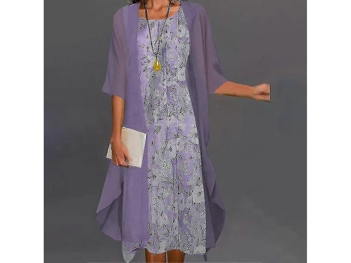 Vestido bohemio para mujer 2026 con cárdigan estampado floral, conjunto casual de dos piezas S2024123014869