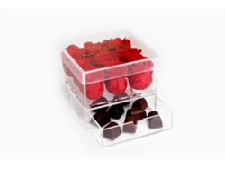 9 Rosas Rojas Naturales Preservadas Flores LOVE con 9 Chocolates - Colección Glassy Rose con Chocolates
