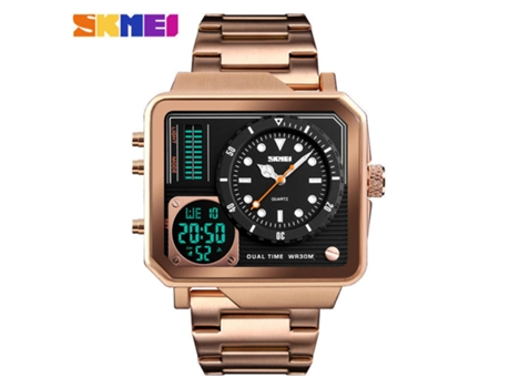 Reloj deportivo digital para hombre, reloj analógico digital resistente al agua con retroiluminación cuadrada, oro rosa LUUCOZK